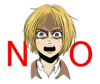 🙅 Armin Arlert Attack on Titan NO anime, assustado, Ataque dos Titãs, AOT, Armin, não telegram sticker