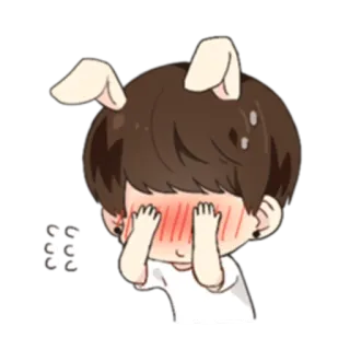 😓 orejas de conejo, avergonzado, dibujos animados, lindo, sonrojado, kawaii telegram sticker