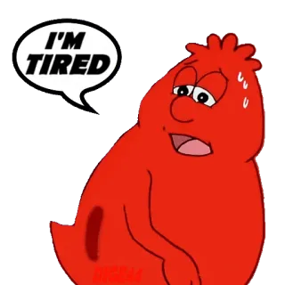 😓 I'M TIRED cartoon, tired, red, sweat whatsapp sticker