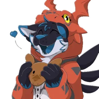 💙 Furry, Niedlich, Umarmung, Cartoon, Herz, Liebe, Figur telegram sticker
