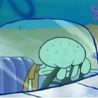 ⚓️ Squidward Spongebob Squarepants carlo, dessin animé, conduire, en colère, spongebob telegram sticker