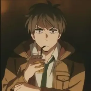 🔦 anime, personaggio, uomo, bevanda, cannuccia telegram sticker