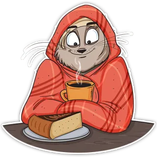 ☺️ kucing, nyaman, kopi, kue, selimut, hangat telegram sticker