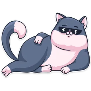 😎 猫, 贴纸, 酷, 太阳镜, 卡通, 动物 telegram sticker