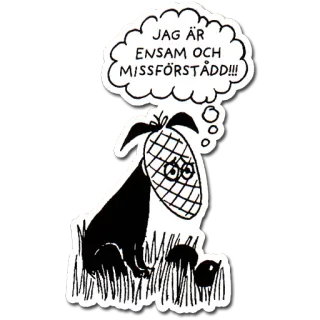 🐶 JAG ÄR ENSAM OCH MISSFÖRSTÅDD!!! Dibujos animados, Triste, Solo, Perro, Sueco, Texto telegram sticker