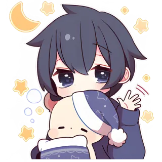 😴 Anime, Leuk, Sterren, Maan, Slaperig, Chibi, Kawaii telegram sticker