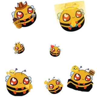 ❤ abelha, emoji, polegar para baixo, polegar para cima, comida, animal telegram sticker
