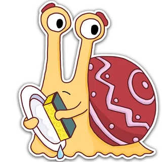 😕 caracol, lavar louça, esponja, fofo, desenho animado, animal telegram sticker