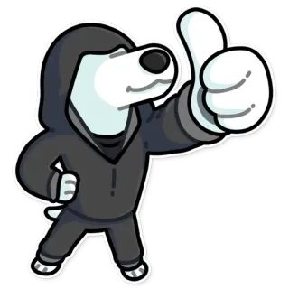 👍 หมา, ยกนิ้วให้, การ์ตูน, สติกเกอร์, สัตว์, เสื้อฮู้ด telegram sticker