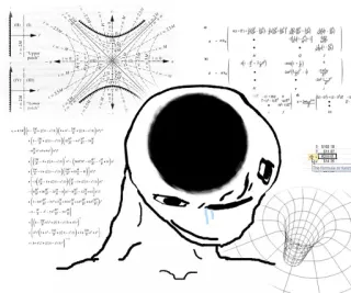 😦 math, equations, physics, formula, wojak, intellectual, meme telegram sticker