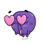 😍 사랑, 귀여운, 만화, 보라색, 하트 눈 telegram sticker