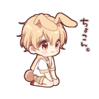 😊 ちょこん。 อนิเมะ, จิบิ, กระต่าย, น่ารัก, คาวาอิ, ตัวละคร whatsapp sticker