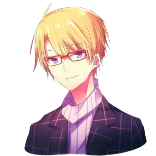 😊 Anime, Manga, Personaje, Rubio, Gafas, Ilustración telegram sticker