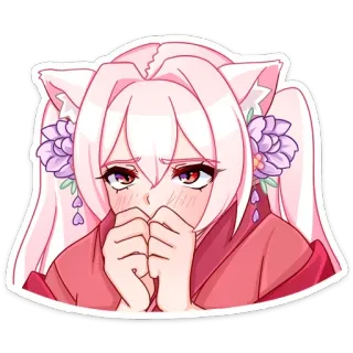 😣 Anime, Mangá, Kawaii, Bonito, Garota, Orelhas de gato, Ilustração telegram sticker