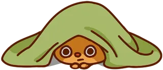 😐 słodki, zwierzę, koc, ukrywanie, kawaii telegram sticker