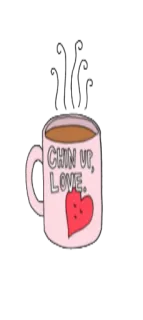 ☕ CHIN UP, LOVE. caffè, tazza, amore, incoraggiamento, cuore telegram sticker