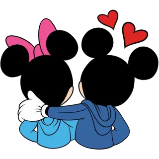 ❤️ Mickey Mouse desenho animado, corações, amor, casal, beijo whatsapp sticker