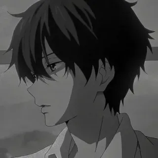 📎 Anime, Menino, Desenho animado, Mangá, Monocromático, Retrato telegram sticker