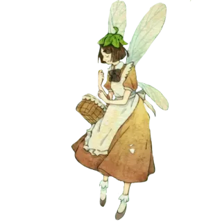 🧚 요정, 판타지, 귀여운, 날개, 바구니 telegram sticker