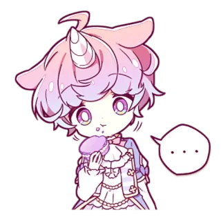 🙁 ... Einhorn, süß, pastell, Makrone, Chibi, Kawaii, Anime telegram sticker