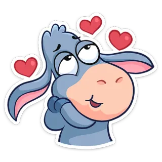 😍 漫画, 動物, ロバ, ハート, 愛, かわいい telegram sticker