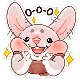 🤩 O-O-O 만화, 동물, 토끼, 귀여운, 표정, 즐거운, 반짝임 telegram sticker