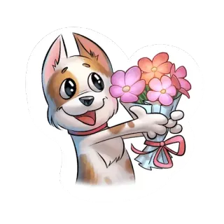 🌹 dog, flowers, bouquet, animal, cute telegram sticker