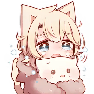 😭 animé, fille chat, pleurer, mignon, kawaii, triste, dessin animé, émotionnel telegram sticker
