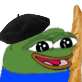 🇫🇷 Pepe the Frog pepe, 青蛙, 贝雷帽, 法棍, 法国 telegram sticker