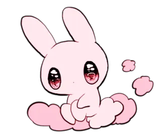 😶 fofo, kawaii, coelho, rosa, animal, desenho animado, adorável telegram sticker