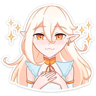 ☺️ Anime, Elf, Glitzer, Kawaii, Cartoon whatsapp sticker