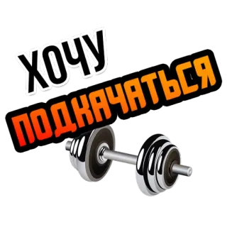🏋️‍♀️ ХОЧУ ПОДКАЧАТЬСЯ Fitness, Training, Gym, Hantel, Übung, Training, Russisch whatsapp sticker