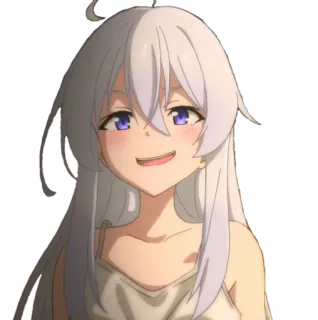 😆 อนิเมะ, ผู้หญิง, ผมขาว, น่ารัก, ยิ้ม, ผู้หญิง telegram sticker