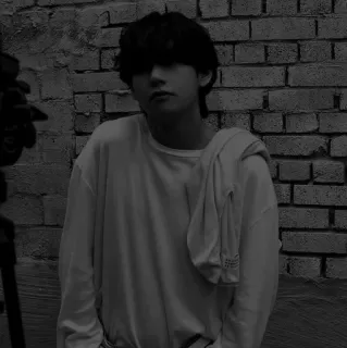 🔔 person, portrait, monochrome, wall, brick wall telegram sticker