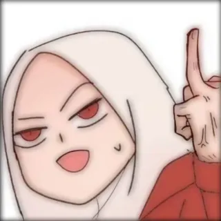 🤸‍♀ middelvinger, beledigend gebaar, cartoon, anime meisje, rode ogen, wit haar telegram sticker