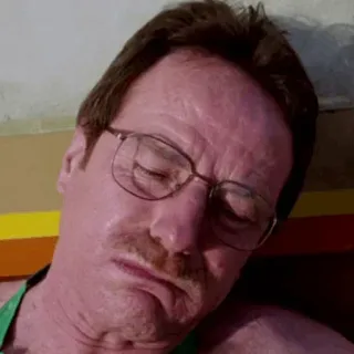 🌓 Walter White Breaking Bad sleeping, tired, man, glasses telegram sticker