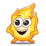 😂 การ์ตูน, ไฟ, เปลวไฟ, น่ารัก, มีความสุข telegram sticker