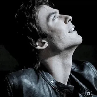 😃 Ian Somerhalder actor, retrato, hombre, chaqueta de cuero, tele telegram sticker