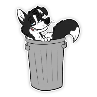 🗑 cão, lixo, resíduos, lixeira, desenho animado, engraçado whatsapp sticker