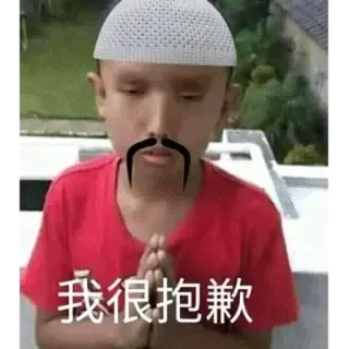 🙏 我很抱歉 apology, sorry, hands, moustache telegram sticker
