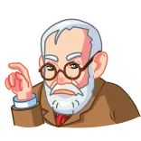 🙁 Sigmund Freud Freud, psicologia, cartone animato, ritratto, pensatore telegram sticker