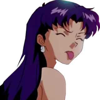 🔷 Misato Katsuragi Neon Genesis Evangelion anime, donna, lingua, faccia, misato telegram sticker