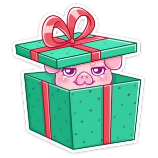🎁 cerdo, regalo, caja, presente, animal, lindo, dibujos animados telegram sticker