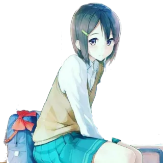 ☹ Anime, Gadis, Seragam sekolah, Pelajar, Imut telegram sticker