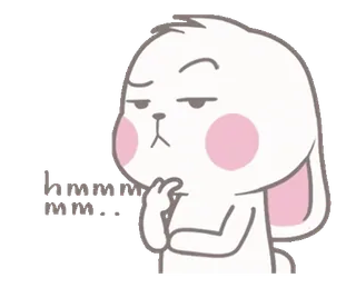 🤔 kelinci, berpikir, kartun, imut, hewan whatsapp sticker