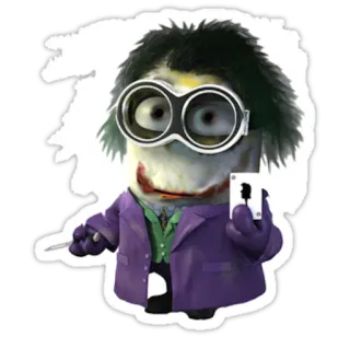 😎 Joker Batman Minion, Coringa, Vilão, DC Comics, Paródia, Desenho animado telegram sticker
