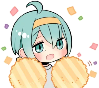 🥳 动漫, 可爱, 庆祝, 快乐, 彩带 telegram sticker