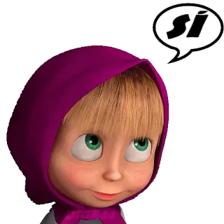 👍 Masha Masha and the Bear Sí dibujos animados, niña, Masha, español, sí telegram sticker