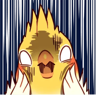 😨 鳥, オカメインコ, ショック, 恐怖, 漫画, 動物, 黄色 telegram sticker