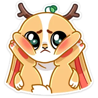 ☹️ tier, süß, kawaii, aufkleber, hirsch, traurig telegram sticker